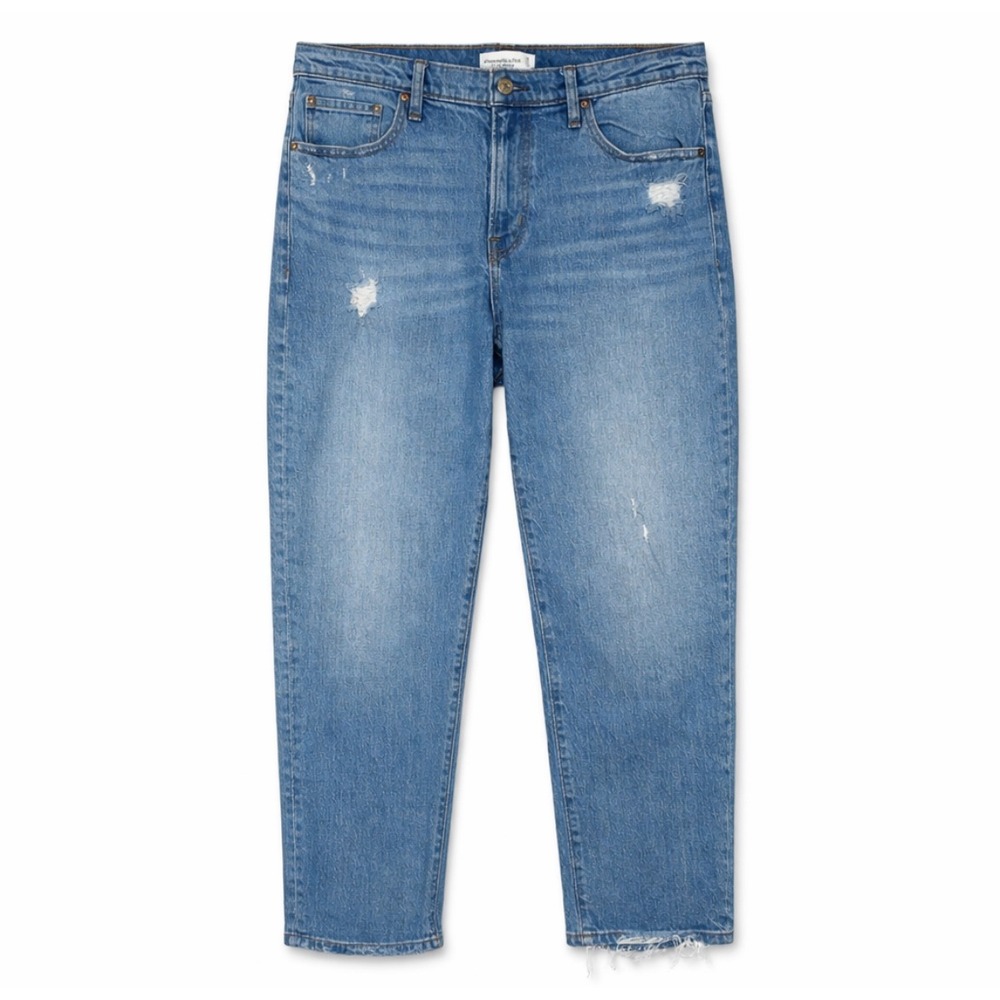 Abercrombie & Fitch Mid‎ Rise Boyfriend Jeans 30 / 10 Distressed Raw Hem